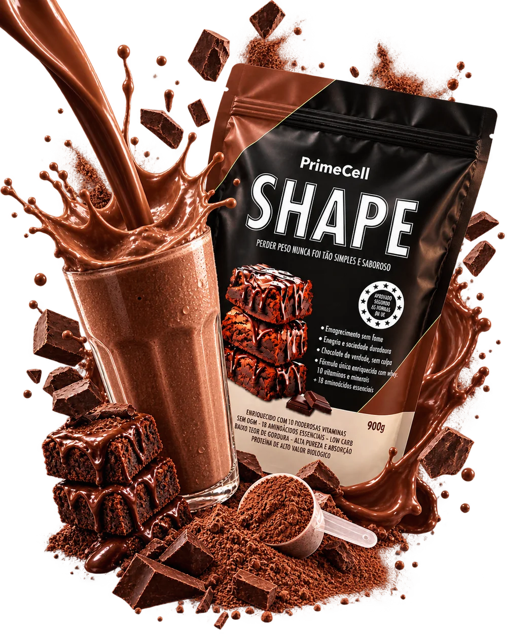 SHAPE — batido de chocolate com salpicos