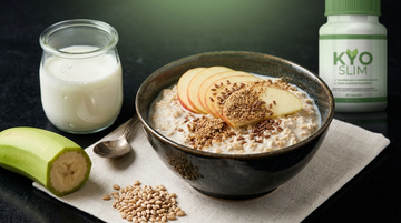 Alimentos ricos em fibra solúvel fermentável — aveia, lentilhas, maçã e banana verde — para estimulação natural de GLP-1 e controlo do apetite