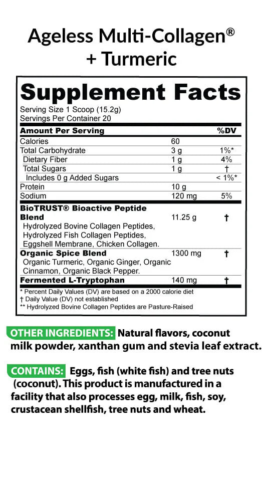 Ageless Multi-Collagen + Turmeric Nutrition Facts