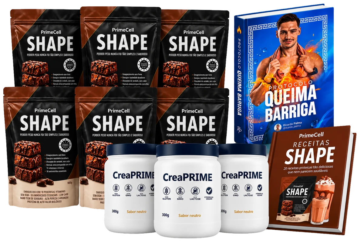 6 embalagens SHAPE + 3 CreaPrime + livros grátis